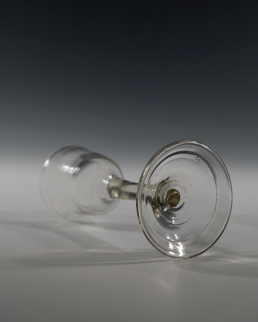 Plain stem wine glass with folded foot English C1760 View V