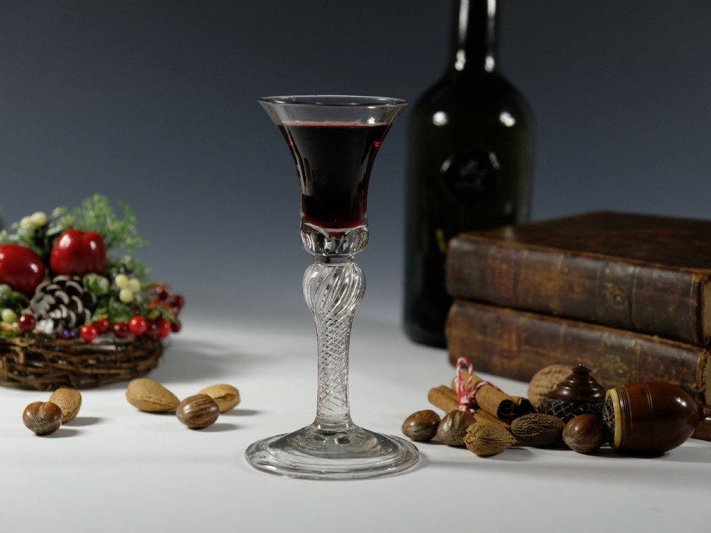 Multi spiral air twist wine glass English C1755 View III