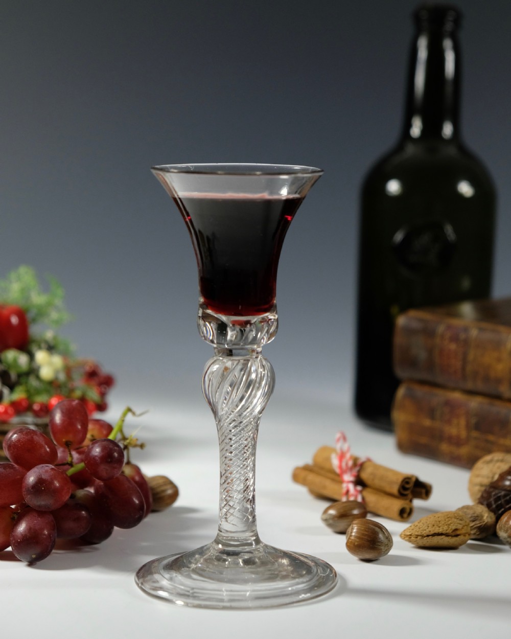 Multi spiral air twist wine glass English C1755 View II