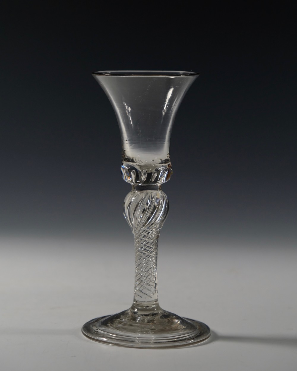 Multi spiral air twist wine glass English C1755