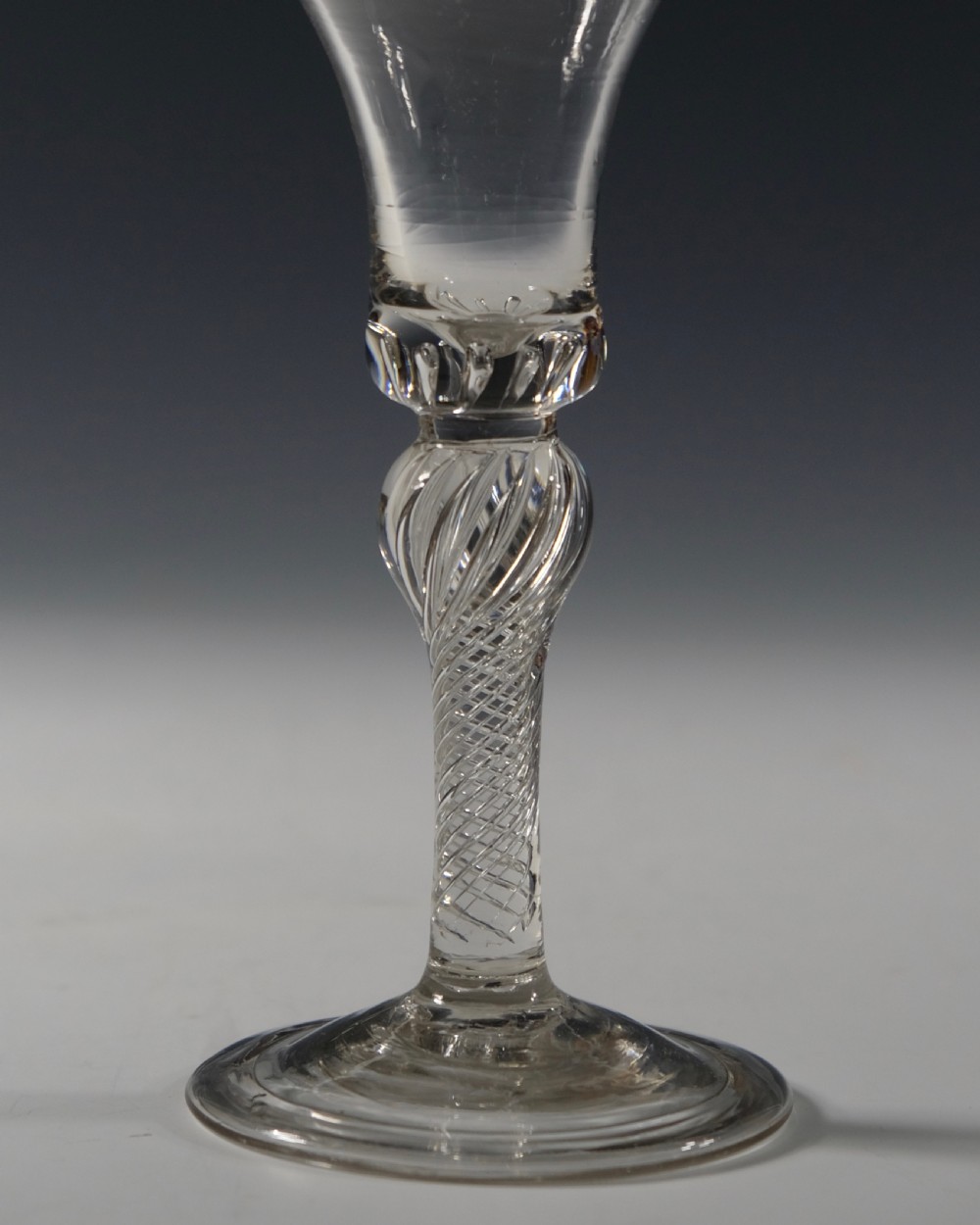 Multi spiral air twist wine glass English C1755 View IV