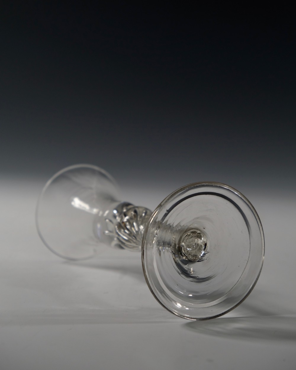 Multi spiral air twist wine glass English C1755 View V