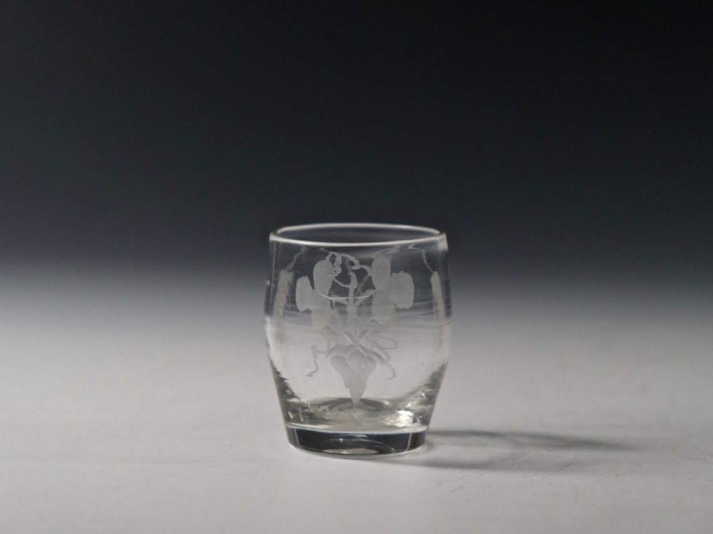 Small tumbler engraved hops and barley C1780/90.