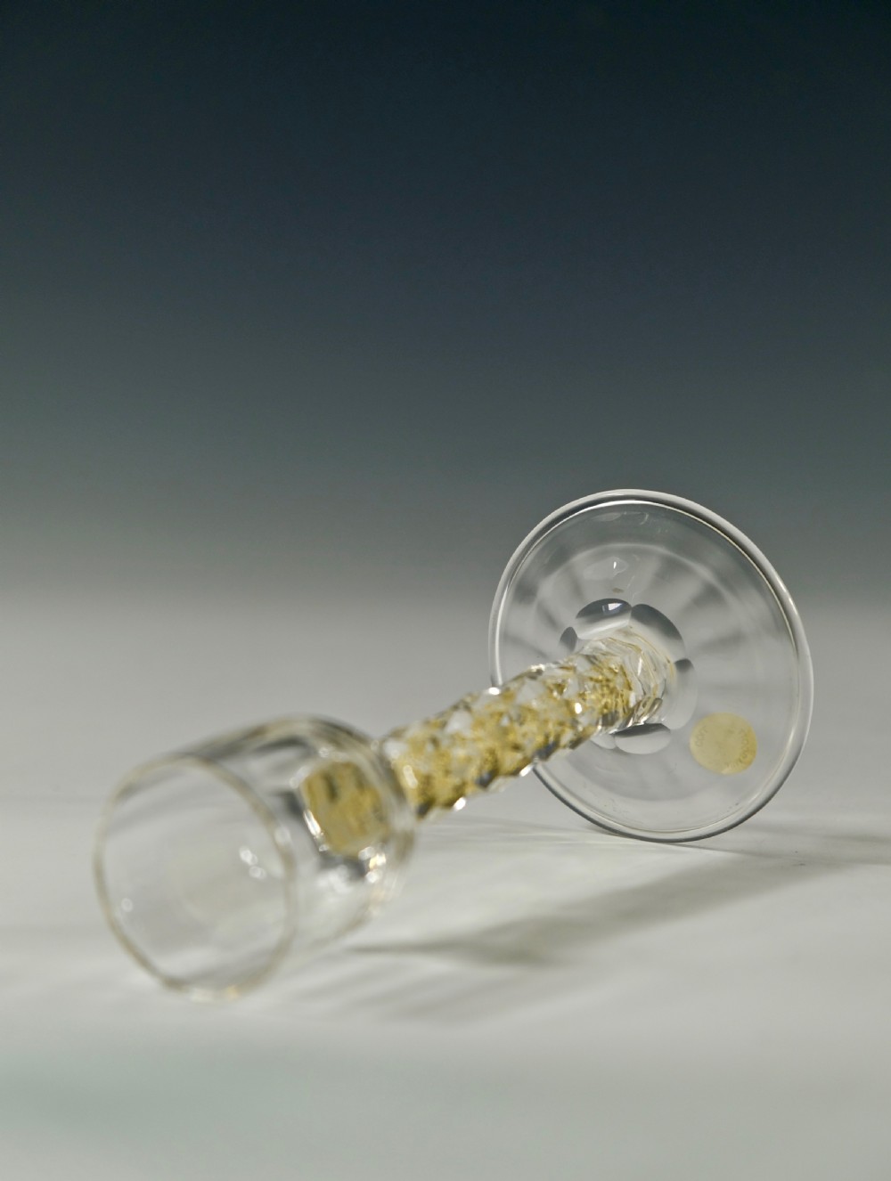 Liqueur glass the facet cut stem with gold foil inclusions C1900 View V