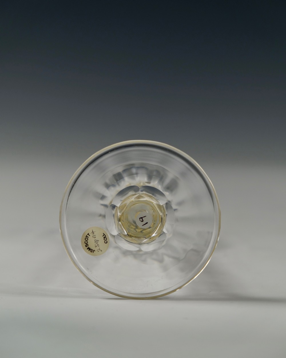 Liqueur glass the facet cut stem with gold foil inclusions C1900 View VII