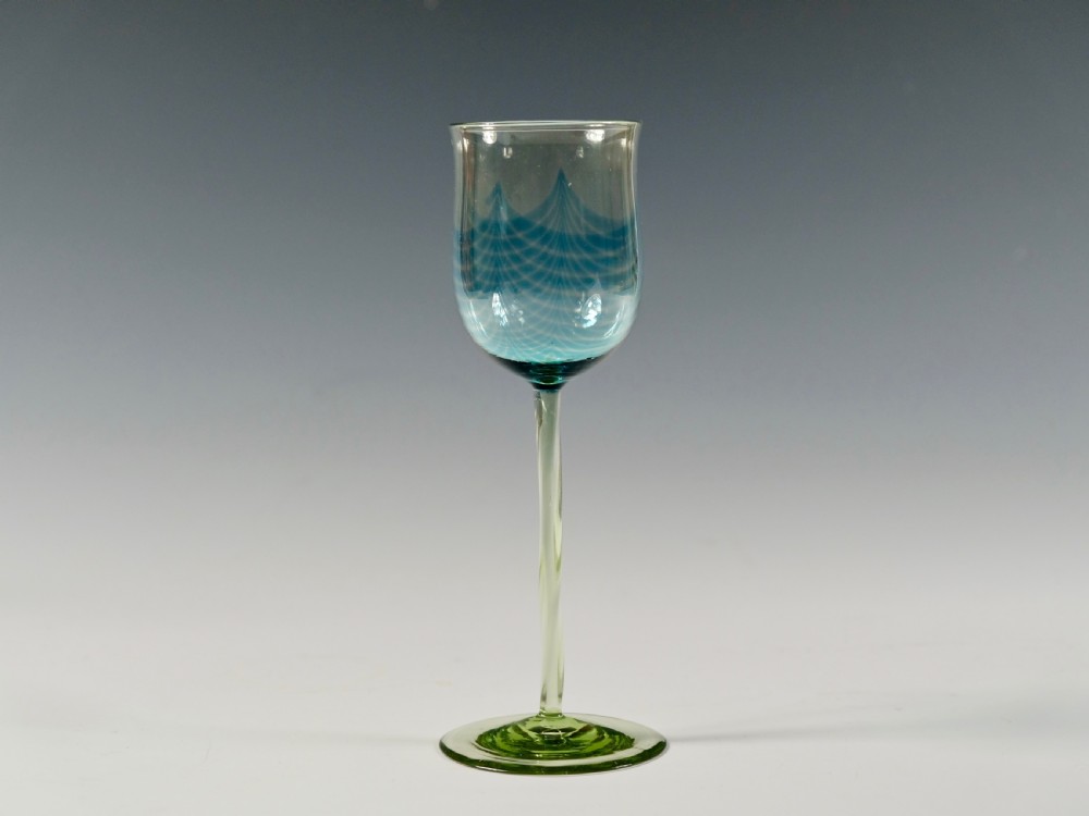 Wine glass with melted in pulled up threads C1899