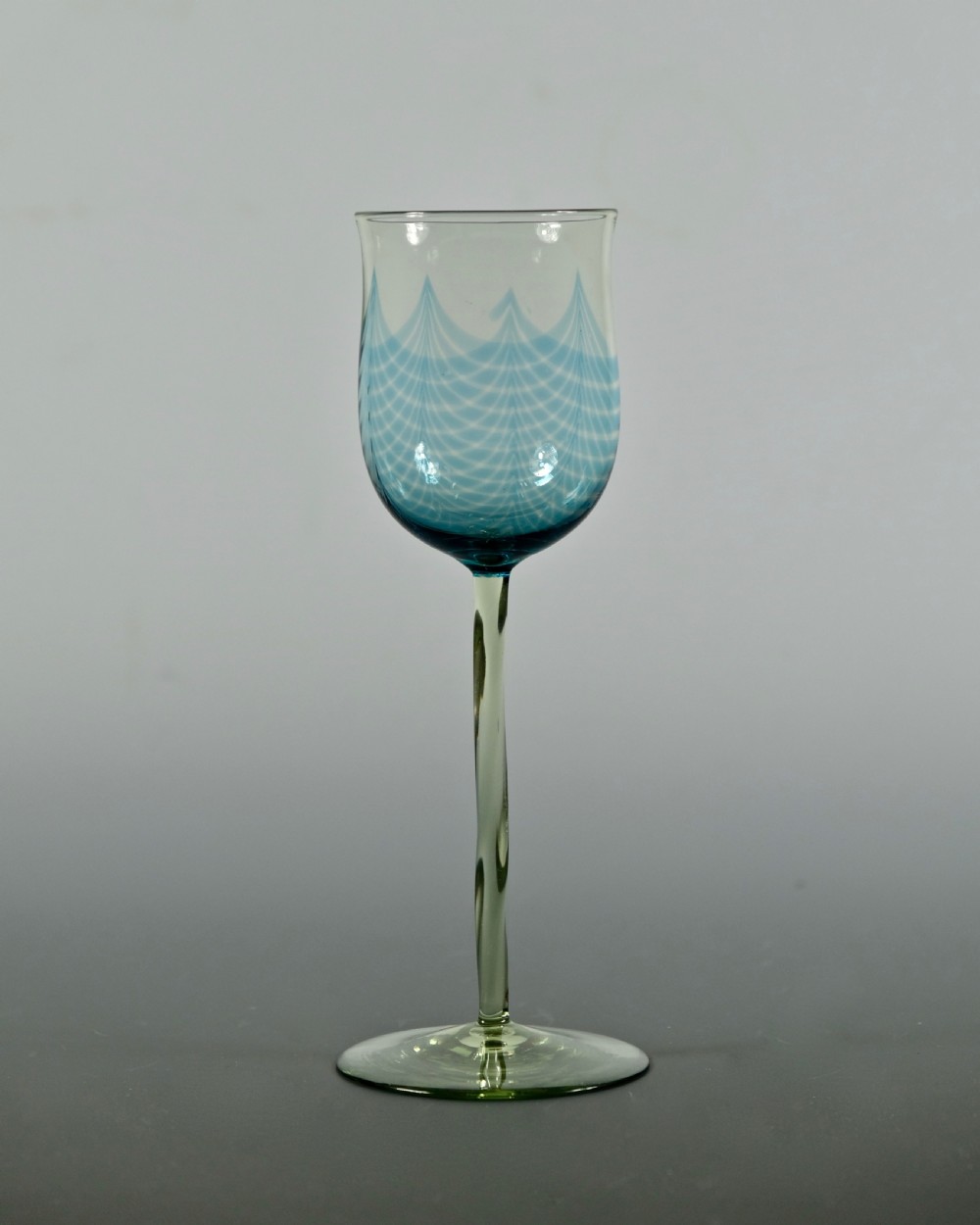 Wine glass with melted in pulled up threads C1899 View II