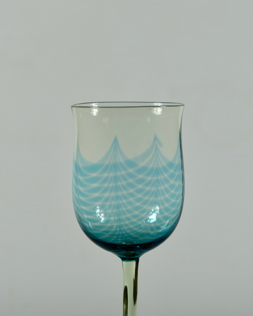 Wine glass with melted in pulled up threads C1899 View III