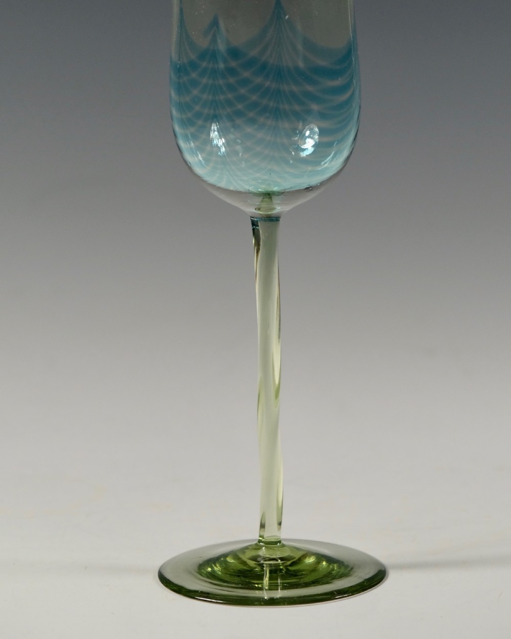 Wine glass with melted in pulled up threads C1899 View IV