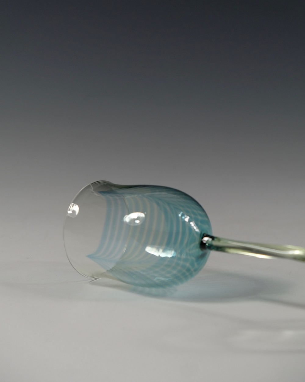 Wine glass with melted in pulled up threads C1899 View V