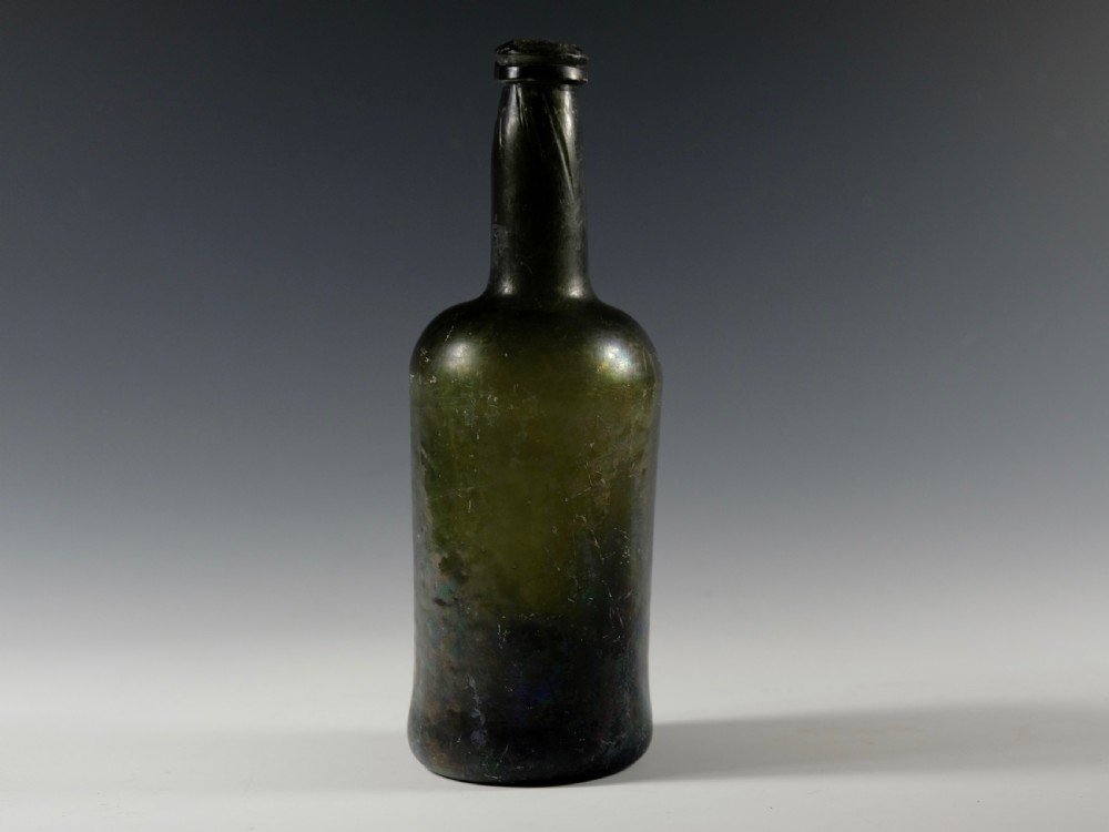 Dark green cylinder wine bottle English C1780