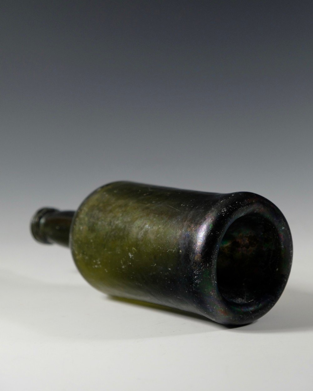 Dark green cylinder wine bottle English C1780 View V