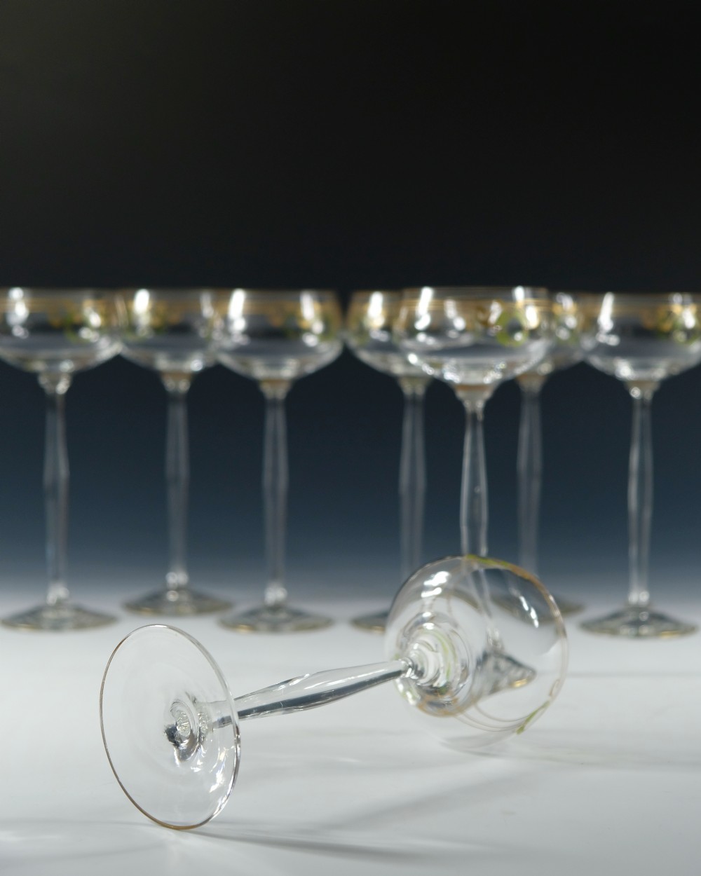 Set of eight Theresienthal Enamelled Hock Glasses c1910 View VII