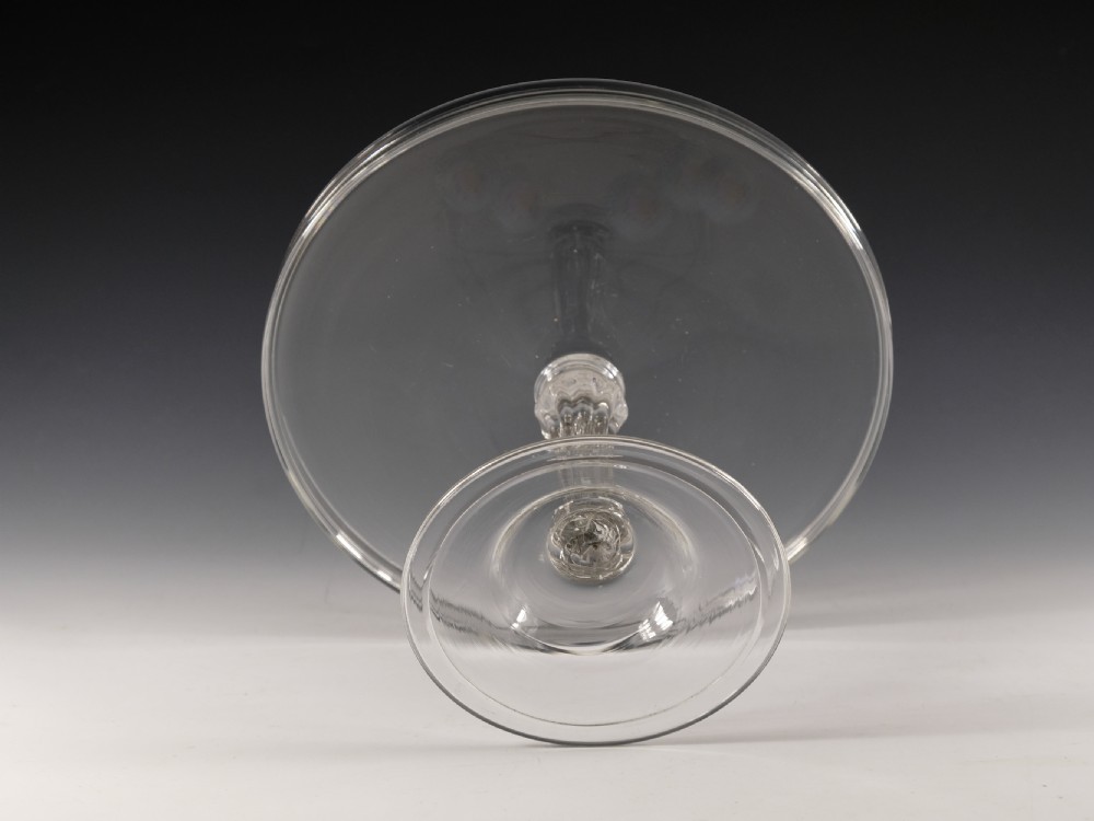 Antique glass - pedestal stem tazza English c1760 View IV