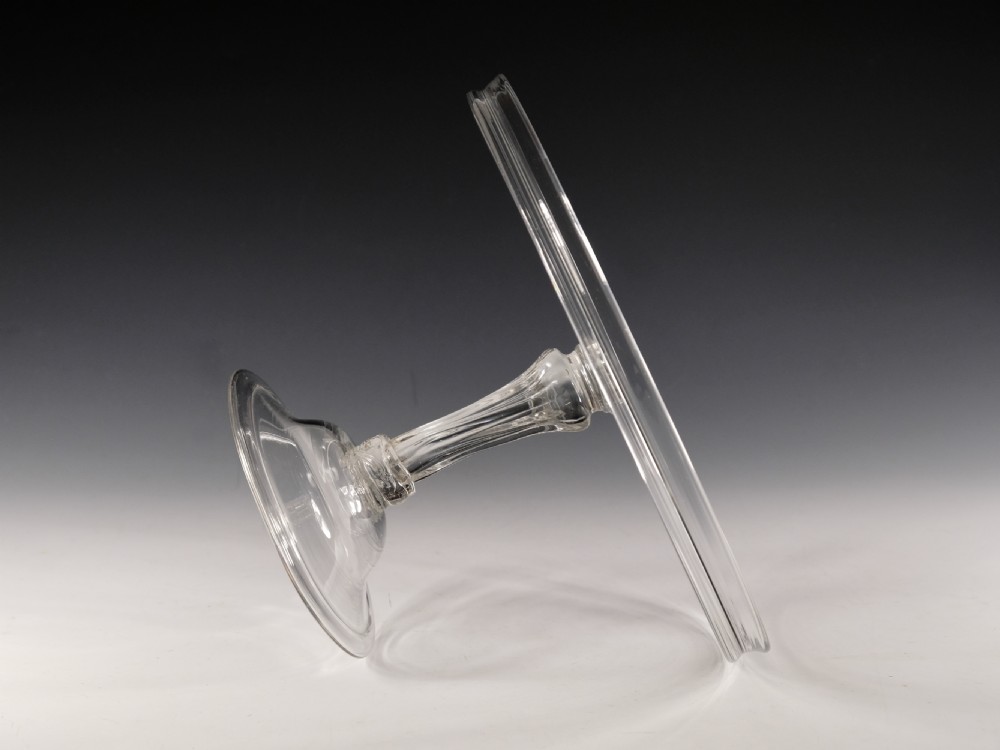 Antique glass - pedestal stem tazza English c1760 View V