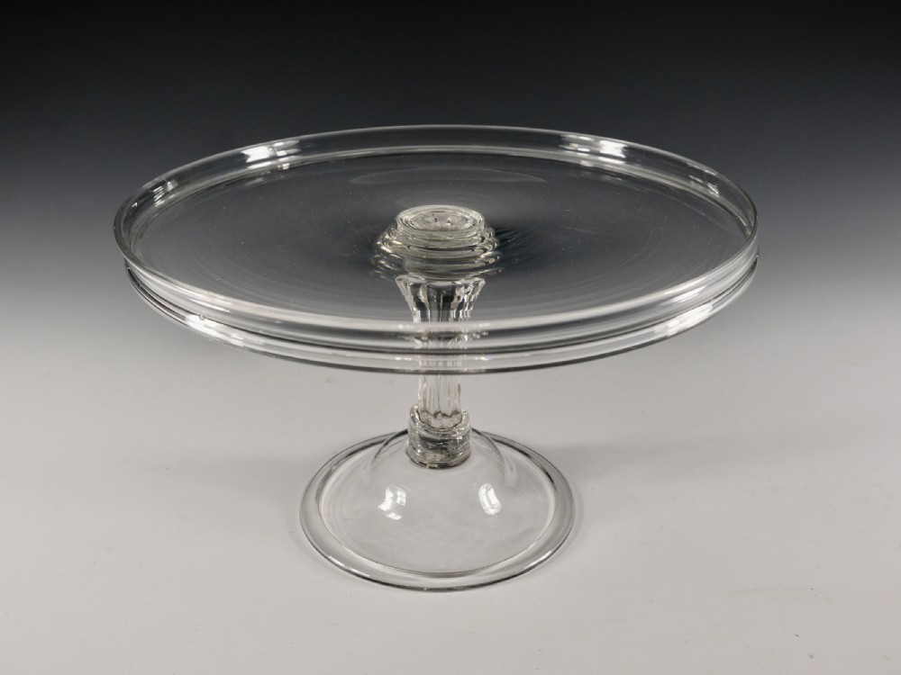 Antique glass - pedestal stem tazza English c1760 View VII