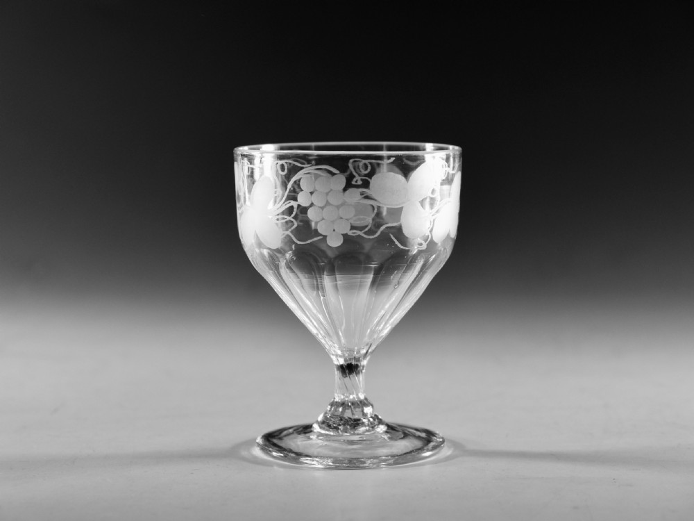 




Antique glass - Engraved panel moulded rummer c1800