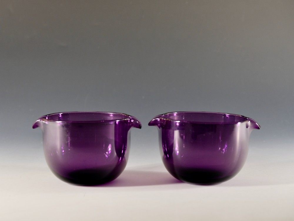 Antique glass - pair of amethyst wine glass coolers English c1830