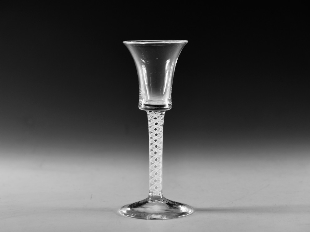 Antique glass - opaque twist wine glass English c1765