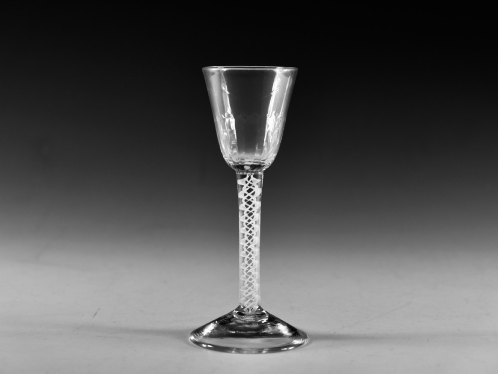 Antique glass - opaque twist wine glass Engish c1765