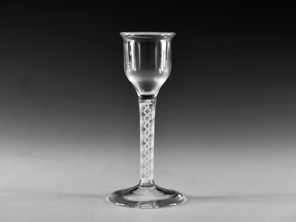 Antique glass - opaque twist wine glass English c1765