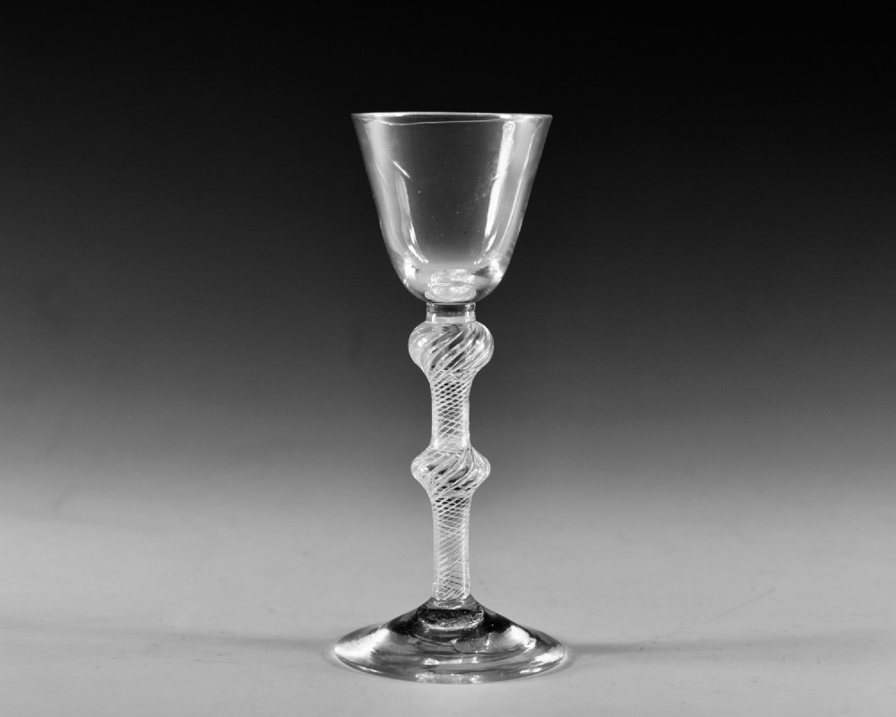 Antique glass - multi spiral air twist wine glass English c1755