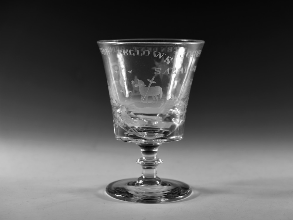 Antique glass - Odd Fellows rummer English 1837