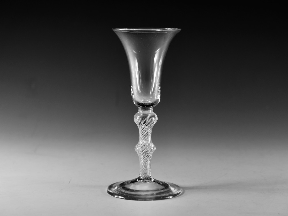 Antique glass - multi spiral air twist wine glass English c1755