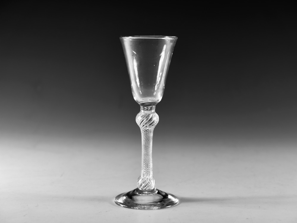 Antique glass - multi spiral air twist wine glass English c1755