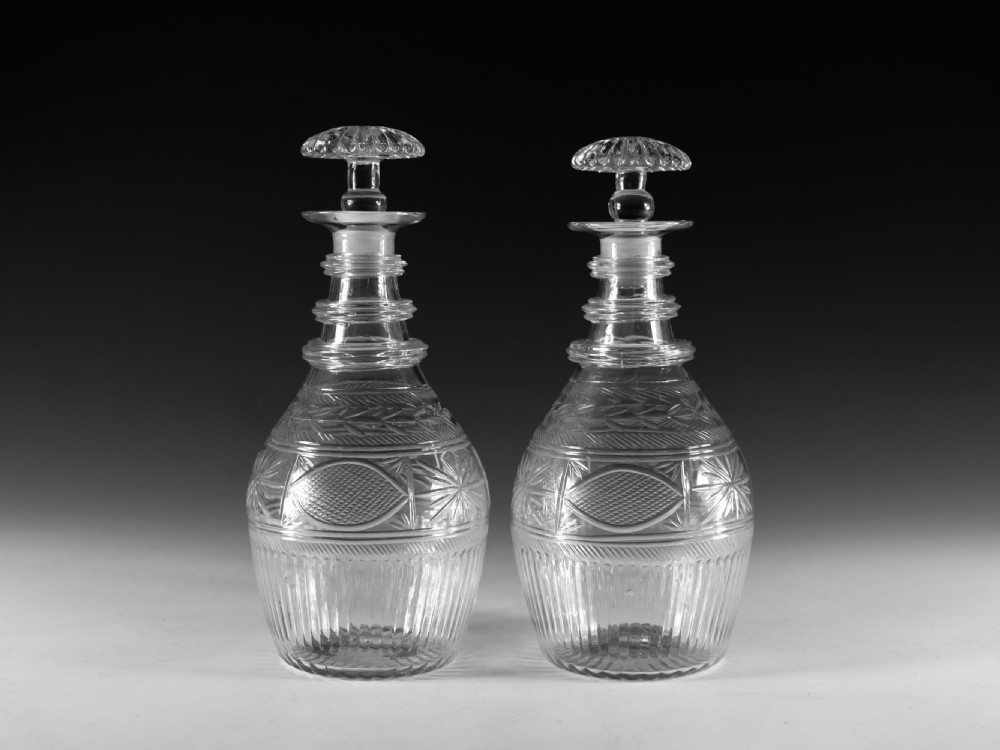 Antique glass - pair of decanters Irish c1820