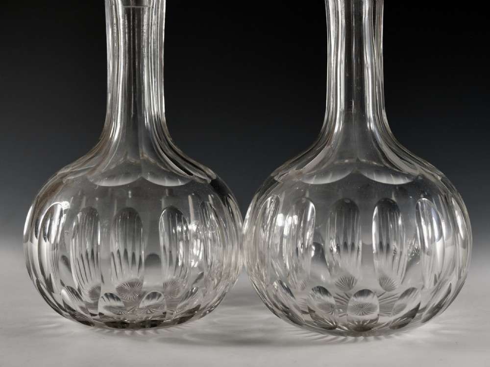 Antique glass - pair of magnum decanters English c1880 View IX