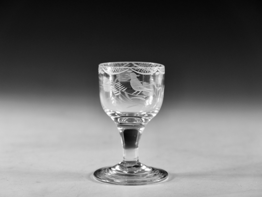 Antique glass - engraved dram glass English c1800