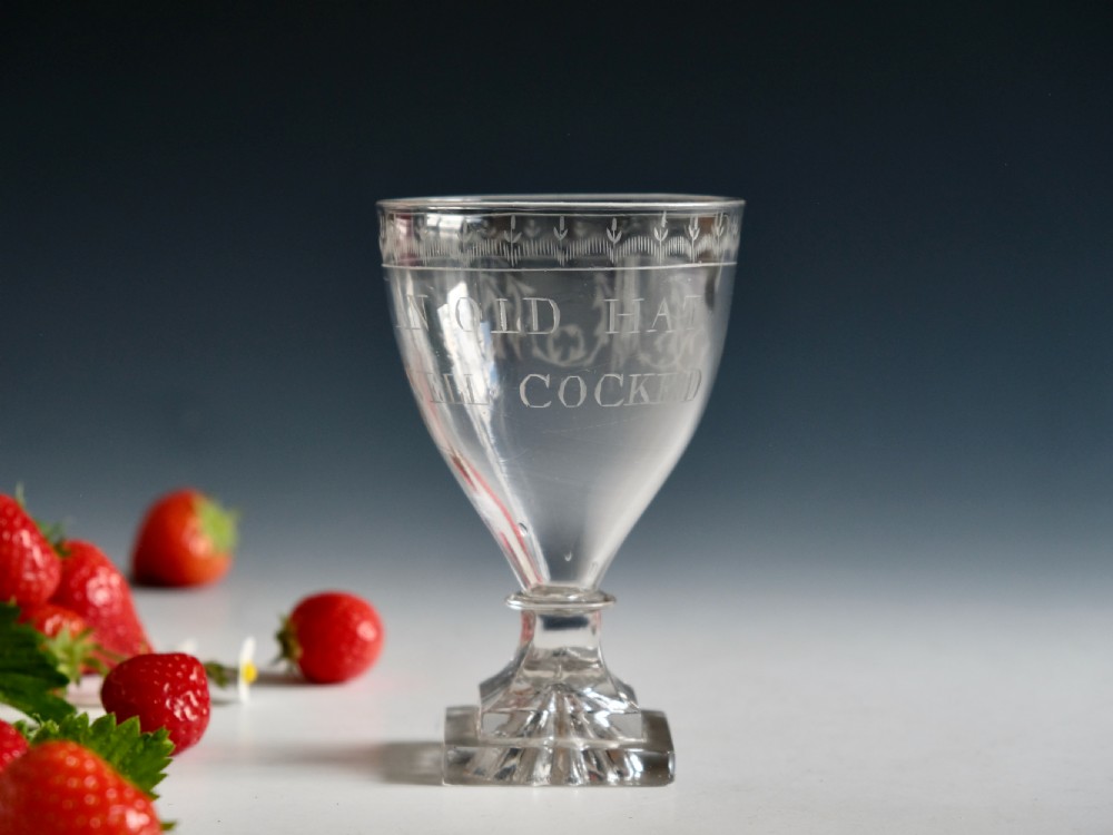 Antique glass - engraved rummer English c1800