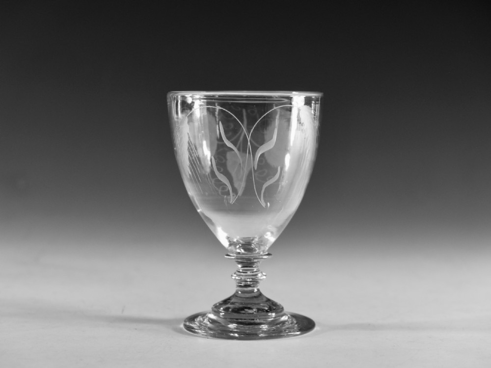 Antique glass engraved rummer English c1810