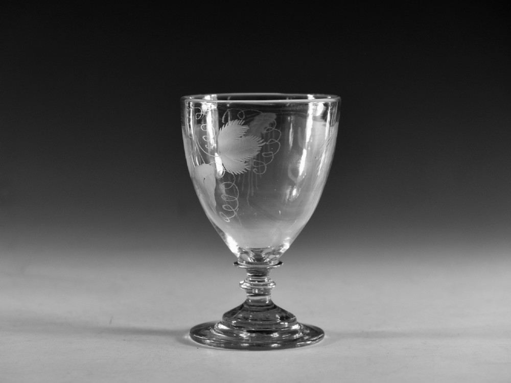 Antique glass engraved rummer English c1810 View II