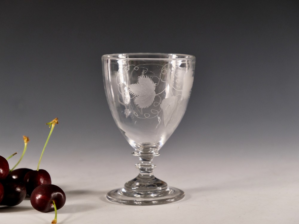 Antique glass engraved rummer English c1810 View III