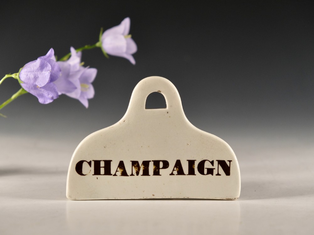 Bin label - champaign (sic) 19th century