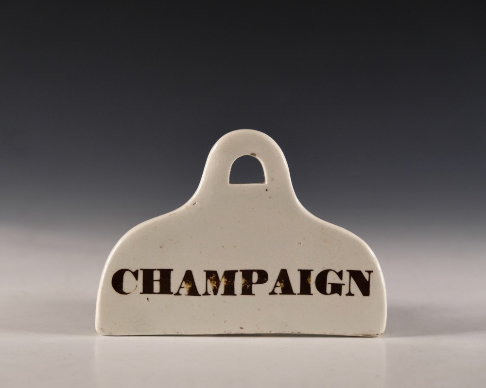 Bin label - champaign (sic) 19th century View V