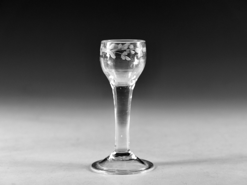 Antique glass - plain stem wine glass English c1770