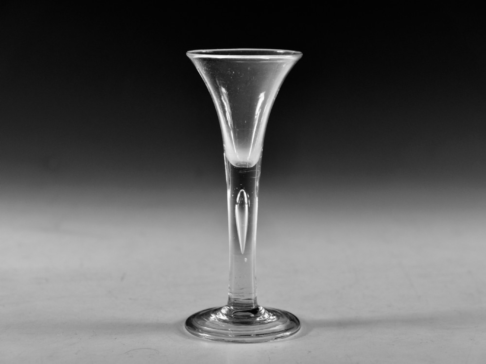 Antique glass - plain stem wine glass Engish c1760