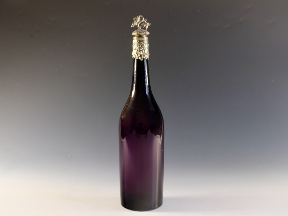 Antique glass - amethyst serving bottle English c1830
