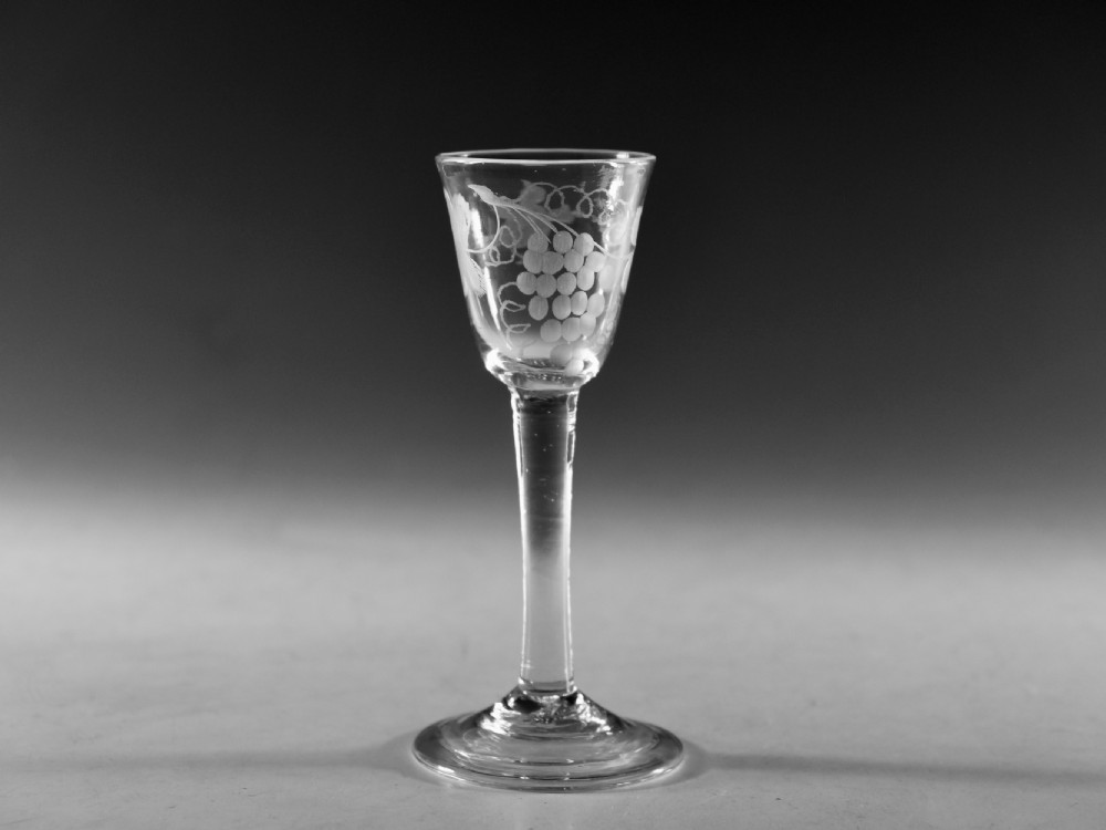 Antique glass - plain stem wine glass English c1760