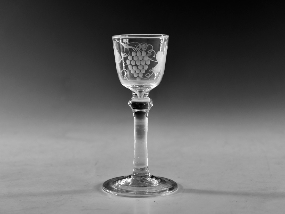 Antique glass - balustroid wine glass English c1750