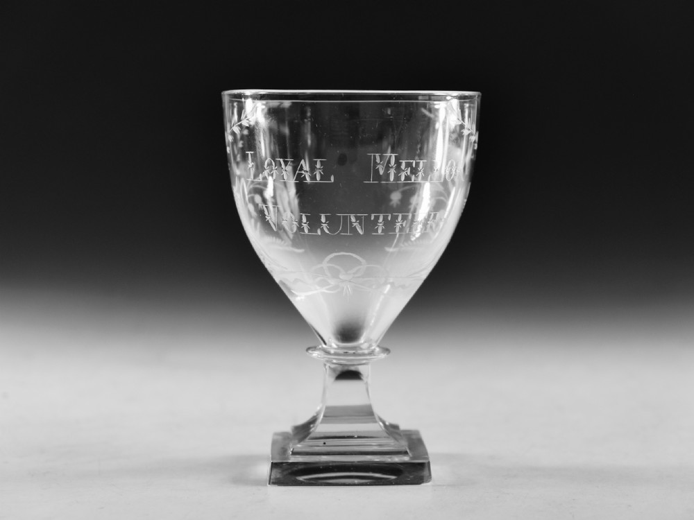 Antique glass - Rummer Loyal Mellor Volunteers c1790