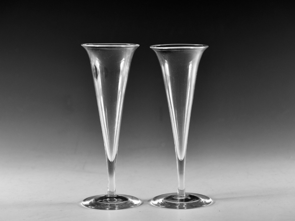Antique glass - pair of champagne flutes English c1820