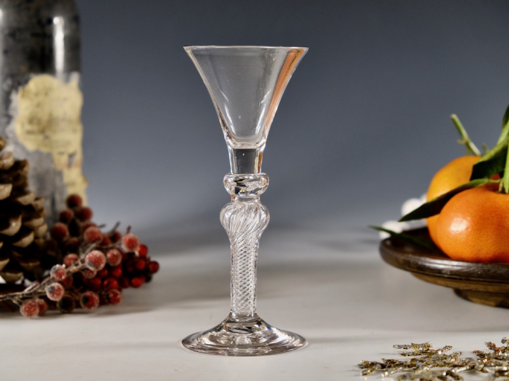 Antique glass - composite stem wine glass English c1755 View III