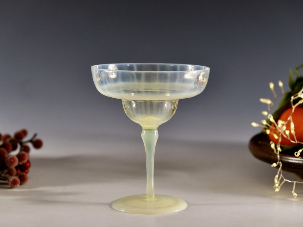 Antique glass - straw opal champagne glass Powell c1880