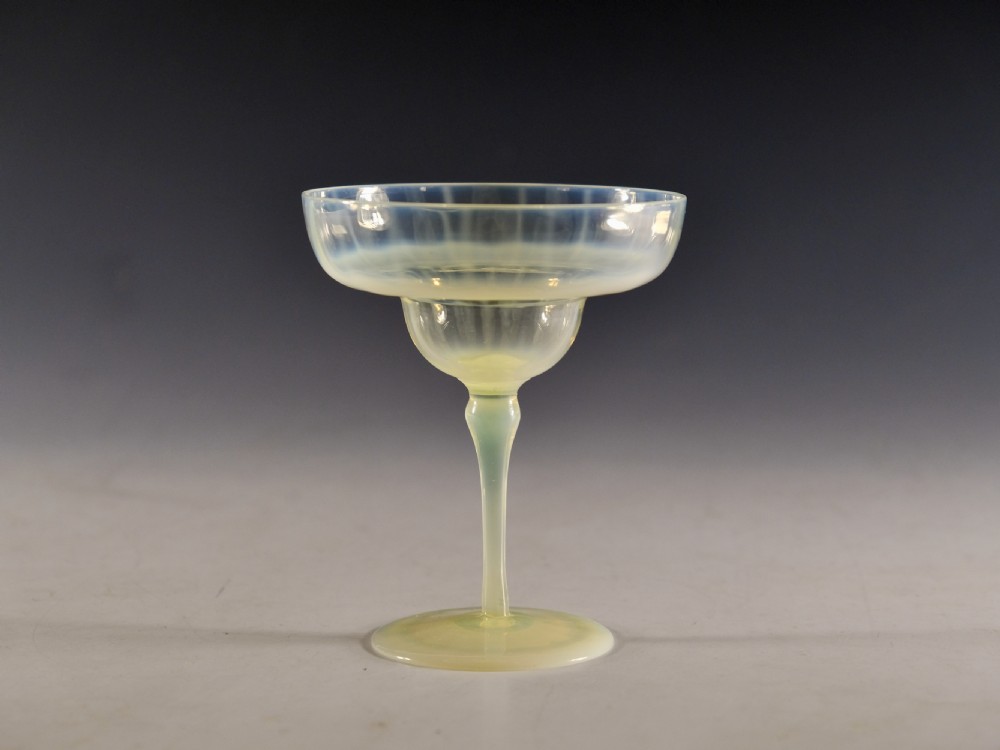 Antique glass - straw opal champagne glass Powell c1880 View III