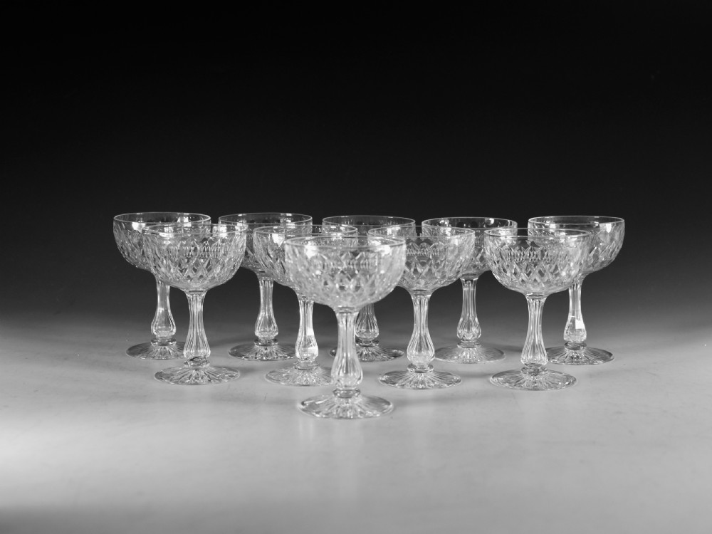 Antique glass - set of 11 champagne glasses English c1890 View III