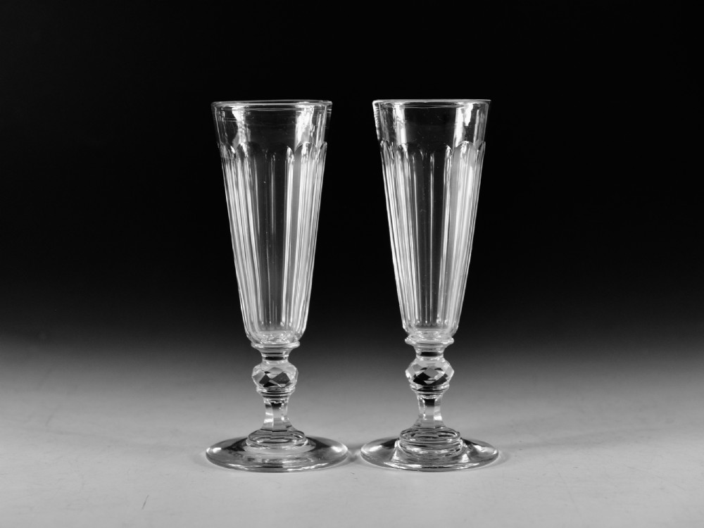 Antique glass - pair of flutes English c1830